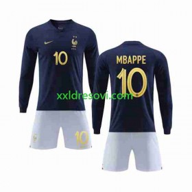 Francuska Mbappé 10 Domaći Dječji Nogometni Dres World Cup 2022 Dugim Rukavima